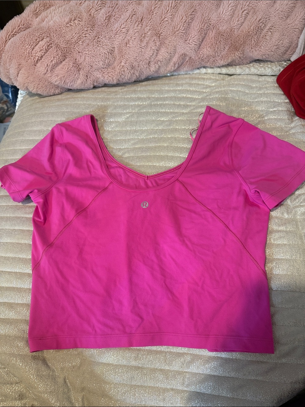 lululemon athletica Pink Scoop Neck Crop Tee